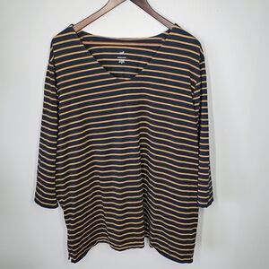 J Jill Forward Seam Tee Womens Plus 3X Navy Blue Striped Nautical Casual Comfy